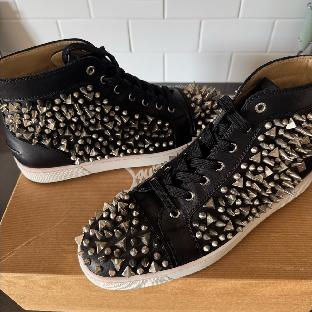 Christian Louboutin PIKPIK Black and Silver Sneakers